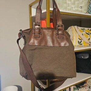 Tommy Bahama Leather and Canvas Tote Bag